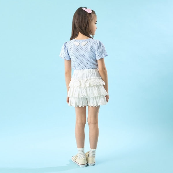 Japanese children's clothing Ly# mine heart embroidered top 100-150cm girls spring and summer TOPS