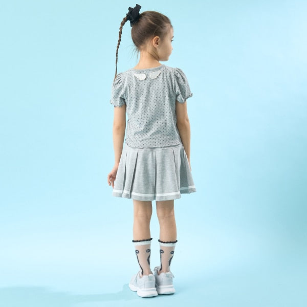 Japanese children's clothing Ly# mine heart embroidered top 100-150cm girls spring and summer TOPS