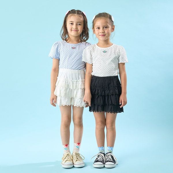 Japanese children's clothing Ly# mine heart embroidered top 100-150cm girls spring and summer TOPS