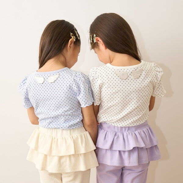 Japanese children's clothing Ly# mine heart embroidered top 100-150cm girls spring and summer TOPS