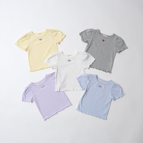 Japanese children's clothing Ly# mine heart embroidered top 100-150cm girls spring and summer TOPS
