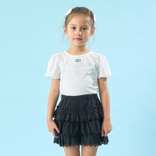 Japanese children's clothing Ly# mine heart embroidered top 100-150cm girls spring and summer TOPS