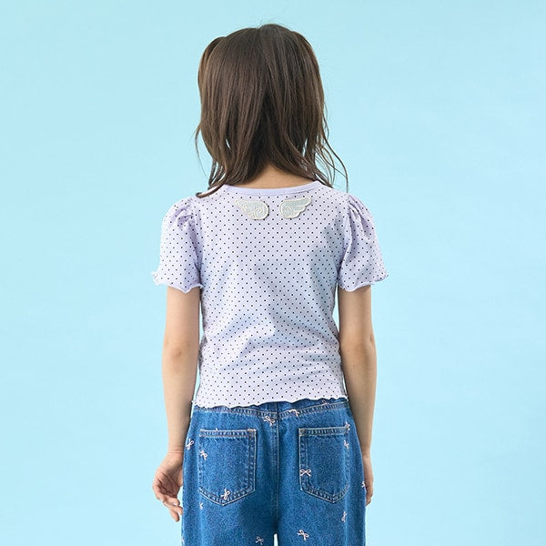 Japanese children's clothing Ly# mine heart embroidered top 100-150cm girls spring and summer TOPS