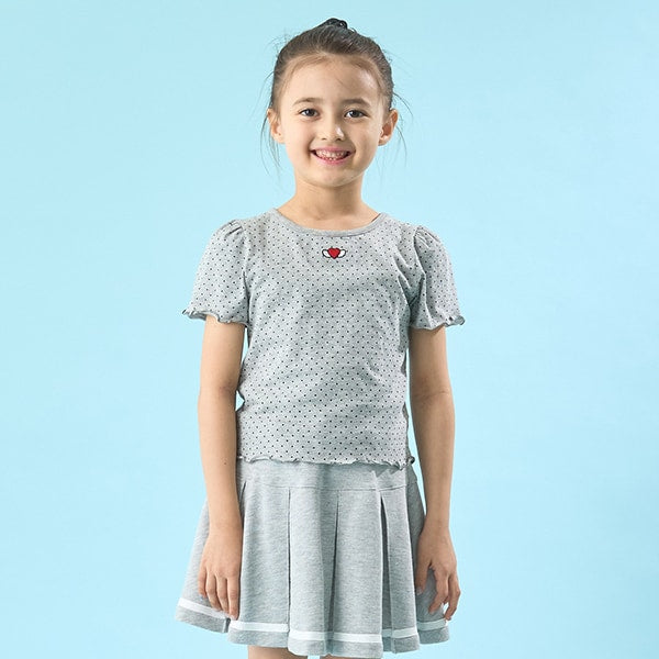 Japanese children's clothing Ly# mine heart embroidered top 100-150cm girls spring and summer TOPS