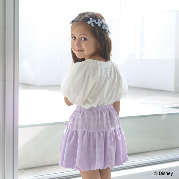 Japanese children's clothing Ly# mine x Disney seersucker sleeve top 100-140cm girls spring and summer TOPS