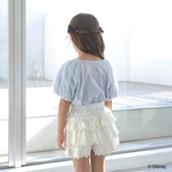 Japanese children's clothing Ly# mine x Disney seersucker sleeve top 100-140cm girls spring and summer TOPS