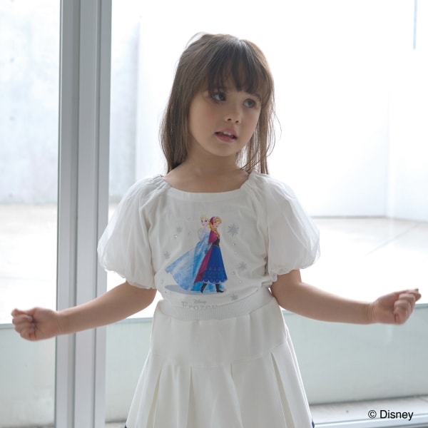 Japanese children's clothing Ly# mine x Disney seersucker sleeve top 100-140cm girls spring and summer TOPS