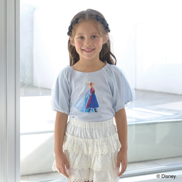 Japanese children's clothing Ly# mine x Disney seersucker sleeve top 100-140cm girls spring and summer TOPS