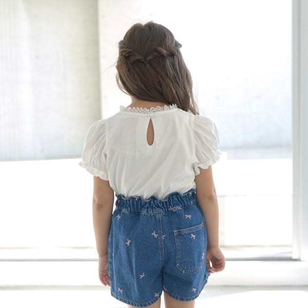 Japanese children's clothing Ly# mine x Disney puff sleeve top 100-140cm girls spring and summer TOPS