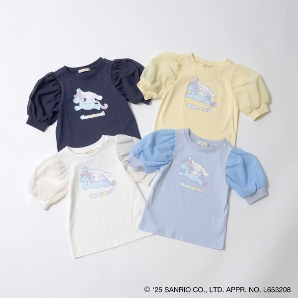Japanese children's clothing Ly# mine x Sanrio puff sleeve top 100-140cm girls spring and summer TOPS
