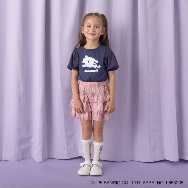 Japanese children's clothing Ly# mine x Sanrio puff sleeve top 100-140cm girls spring and summer TOPS