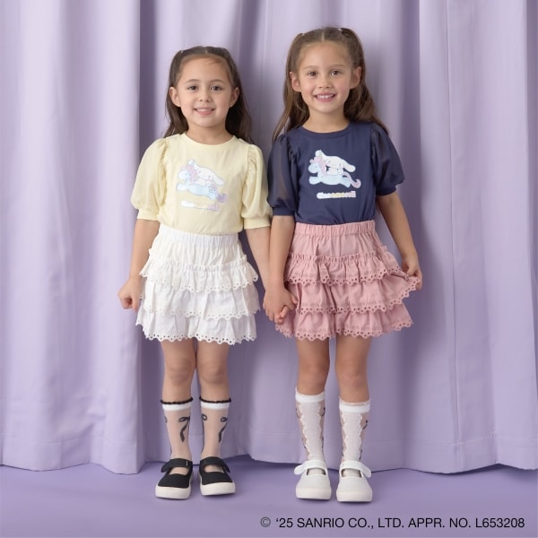 Japanese children's clothing Ly# mine x Sanrio puff sleeve top 100-140cm girls spring and summer TOPS