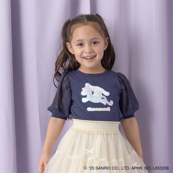 Japanese children's clothing Ly# mine x Sanrio puff sleeve top 100-140cm girls spring and summer TOPS