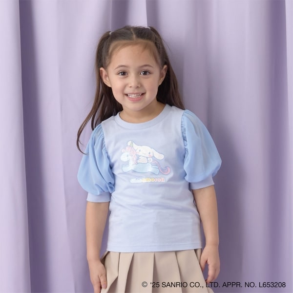 Japanese children's clothing Ly# mine x Sanrio puff sleeve top 100-140cm girls spring and summer TOPS