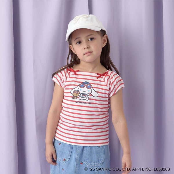 Japanese children's clothing Ly# mine x Sanrio puff sleeve top 100-140cm girls spring and summer TOPS