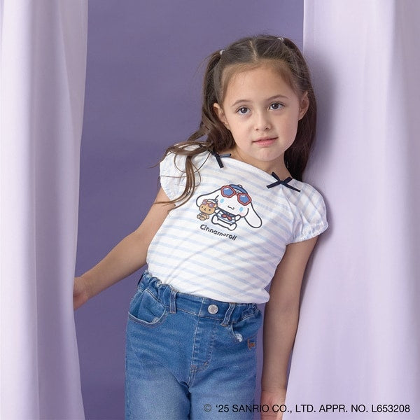 Japanese children's clothing Ly# mine x Sanrio puff sleeve top 100-140cm girls spring and summer TOPS