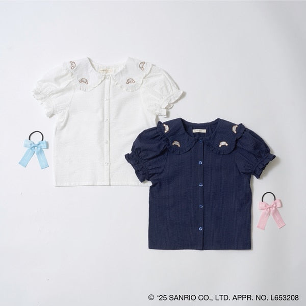 Japanese children's clothing Ly# mine x Sanrio puff sleeve shirt top with hair tie 100-140cm girls spring and summer TOPS