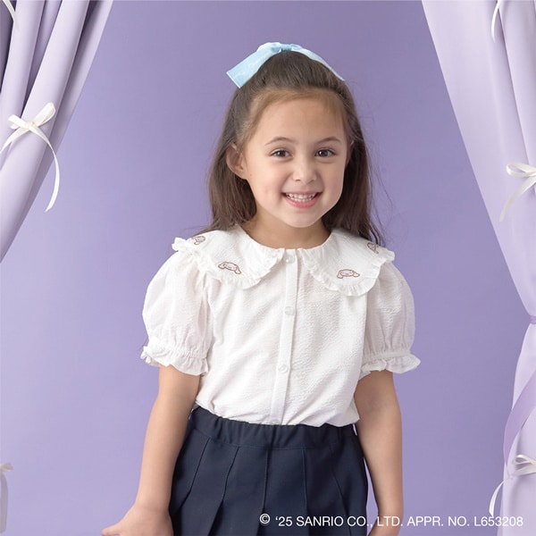 Japanese children's clothing Ly# mine x Sanrio puff sleeve shirt top with hair tie 100-140cm girls spring and summer TOPS