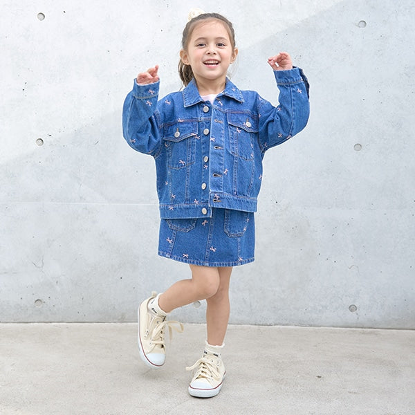 Japanese children's clothing Ly# mine embroidered denim jacket 100-150cm girls spring and summer OUTERWEAR