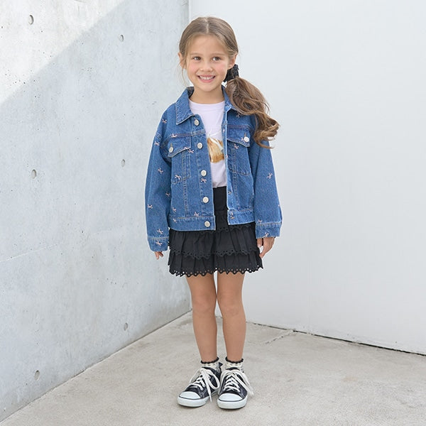 Japanese children's clothing Ly# mine embroidered denim jacket 100-150cm girls spring and summer OUTERWEAR