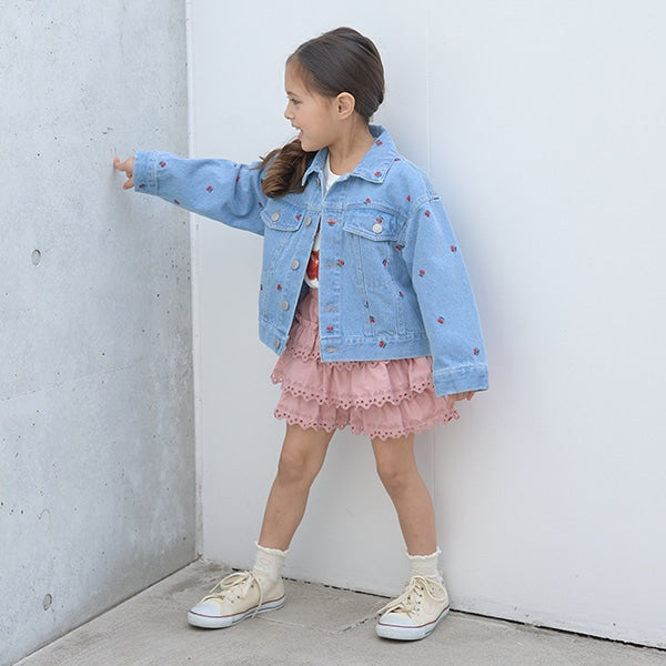 Japanese children's clothing Ly# mine embroidered denim jacket 100-150cm girls spring and summer OUTERWEAR