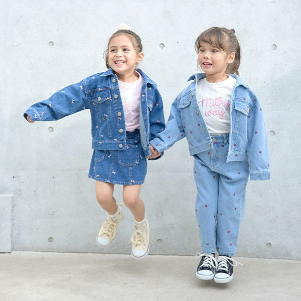 Japanese children's clothing Ly# mine embroidered denim jacket 100-150cm girls spring and summer OUTERWEAR