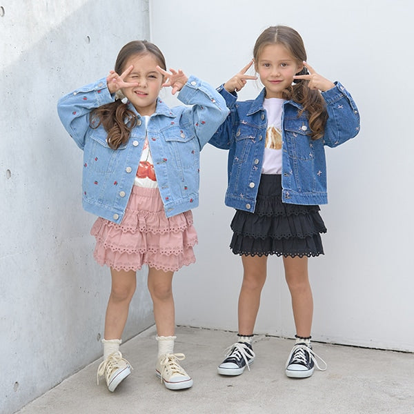 Japanese children's clothing Ly# mine embroidered denim jacket 100-150cm girls spring and summer OUTERWEAR