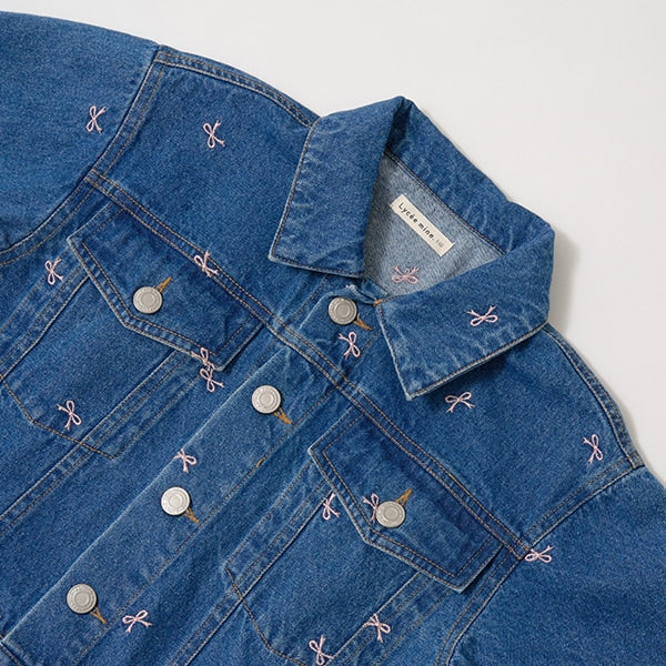 Japanese children's clothing Ly# mine embroidered denim jacket 100-150cm girls spring and summer OUTERWEAR