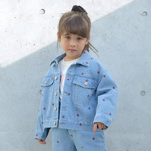 Japanese children's clothing Ly# mine embroidered denim jacket 100-150cm girls spring and summer OUTERWEAR