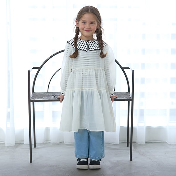 Japanese children's clothing Ly# mine transparent tulle dress 100-150cm girls spring and summer dresses