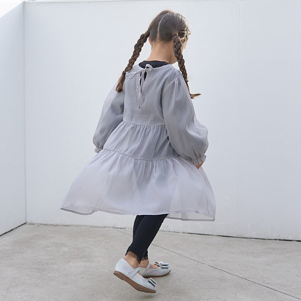 Japanese children's clothing Ly# mine transparent tulle dress 100-150cm girls spring and summer dresses