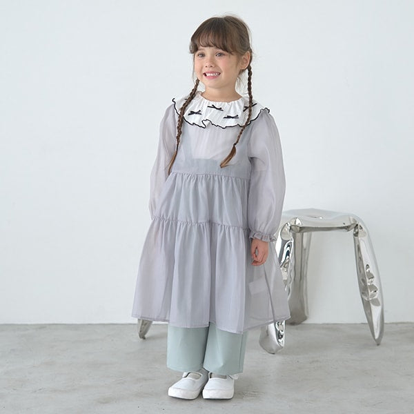 Japanese children's clothing Ly# mine transparent tulle dress 100-150cm girls spring and summer dresses
