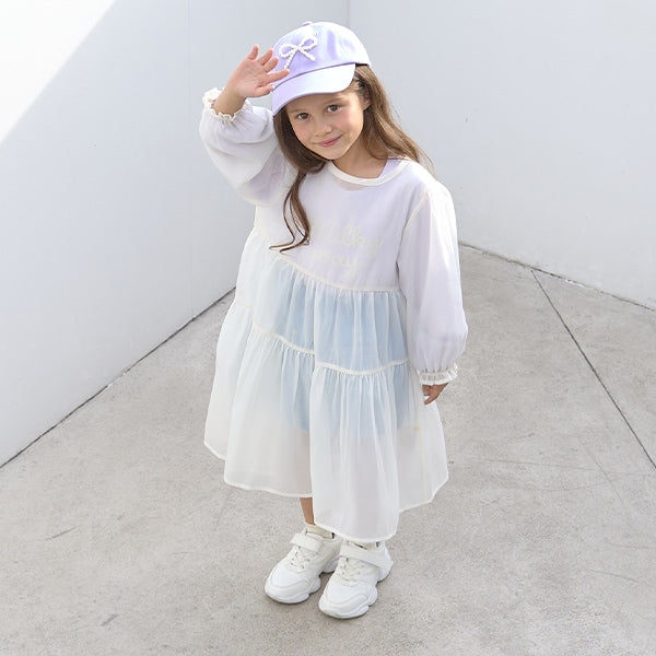 Japanese children's clothing Ly# mine transparent tulle dress 100-150cm girls spring and summer dresses