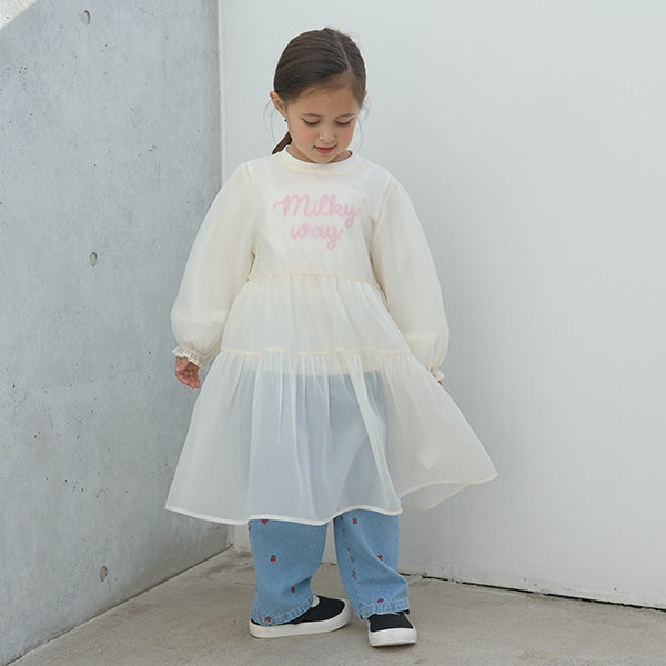 Japanese children's clothing Ly# mine transparent tulle dress 100-150cm girls spring and summer dresses