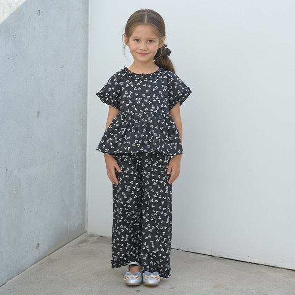 Japanese children's clothing Ly# mine ruffled top and pants two-piece suit 100-150cm girls spring and summer TOPS PANTS