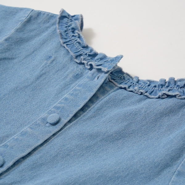 Japanese children's clothing Ly# mine ruffled top and pants two-piece suit 100-150cm girls spring and summer TOPS PANTS