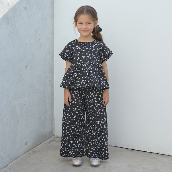 Japanese children's clothing Ly# mine ruffled top and pants two-piece suit 100-150cm girls spring and summer TOPS PANTS