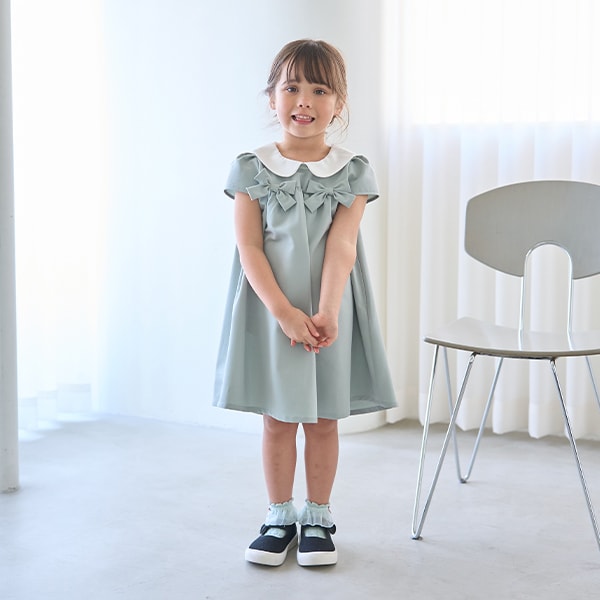 Japanese children's clothing Ly# mine bow dress 100-130cm girls spring and summer dresses for interviews/banquets/performances