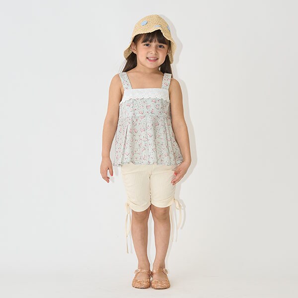 Japanese children's clothing Ly# mine wrinkled drawstring leggings 100-150cm girls summer PANTS