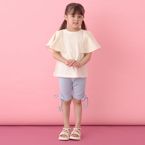 Japanese children's clothing Ly# mine wrinkled drawstring leggings 100-150cm girls summer PANTS