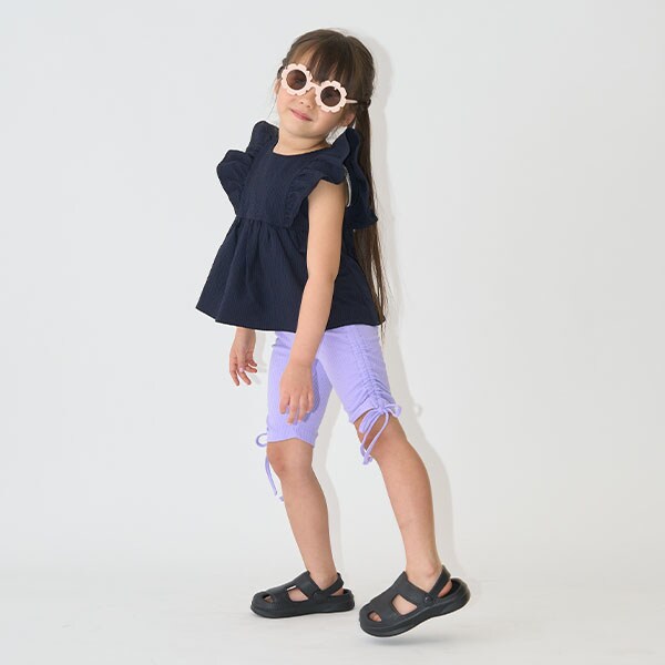 Japanese children's clothing Ly# mine wrinkled drawstring leggings 100-150cm girls summer PANTS