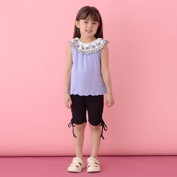 Japanese children's clothing Ly# mine wrinkled drawstring leggings 100-150cm girls summer PANTS
