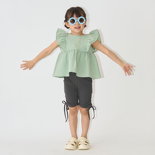 Japanese children's clothing Ly# mine wrinkled drawstring leggings 100-150cm girls summer PANTS