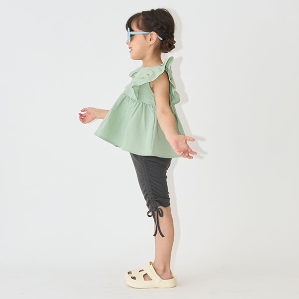 Japanese children's clothing Ly# mine wrinkled drawstring leggings 100-150cm girls summer PANTS