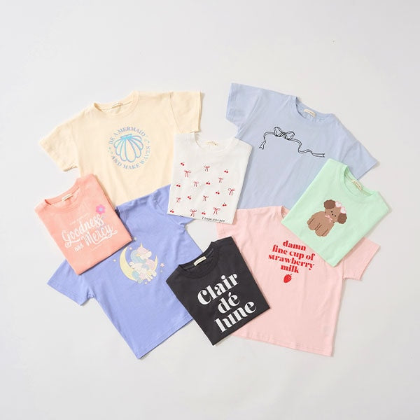 Japanese children's clothing Ly# mine printed short-sleeved top 100-150cm girls summer TOPS