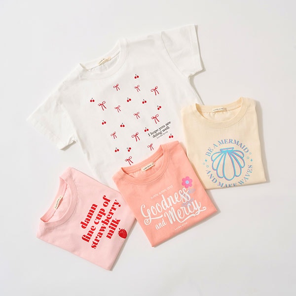 Japanese children's clothing Ly# mine printed short-sleeved top 100-150cm girls summer TOPS