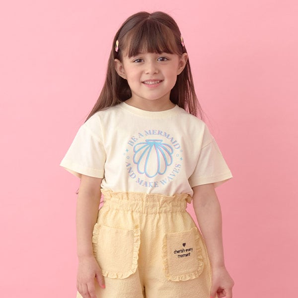 Japanese children's clothing Ly# mine printed short-sleeved top 100-150cm girls summer TOPS