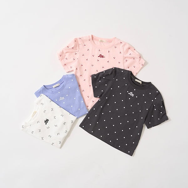Japanese children's clothing Ly# mine wrinkled sleeve short-sleeved top 100-150cm girls summer TOPS