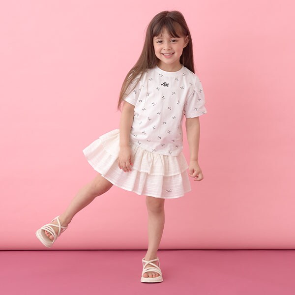 Japanese children's clothing Ly# mine wrinkled sleeve short-sleeved top 100-150cm girls summer TOPS