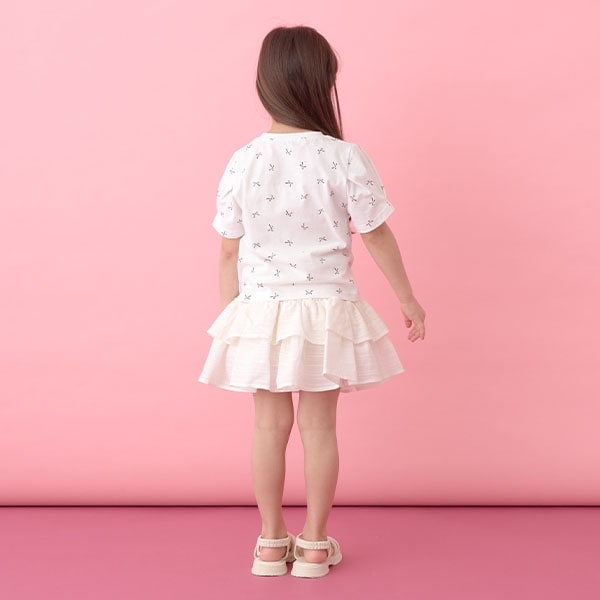Japanese children's clothing Ly# mine wrinkled sleeve short-sleeved top 100-150cm girls summer TOPS